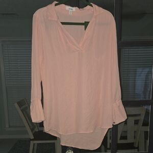Meraki Light Pink V-Neck Blouse